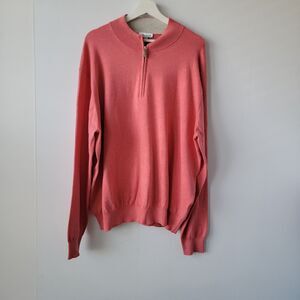 Peter Millar men's 1/4 zip pullover sweater size XXL orange long sleeve golf